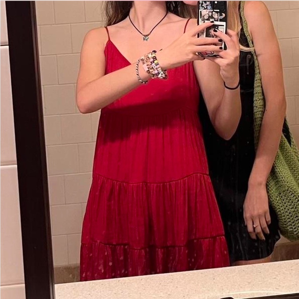 Red midi summer dress